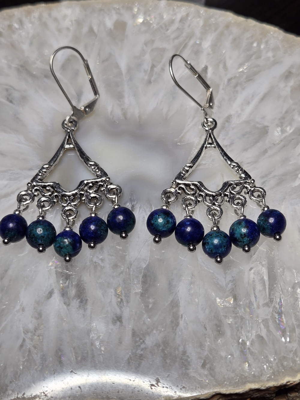 Azurite Malachite Chandelier Earrings